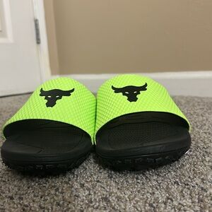 NEVER WORN! (No tag) PROJECT ROCK SLIDES. SIZE 12 GREEN/BLACK